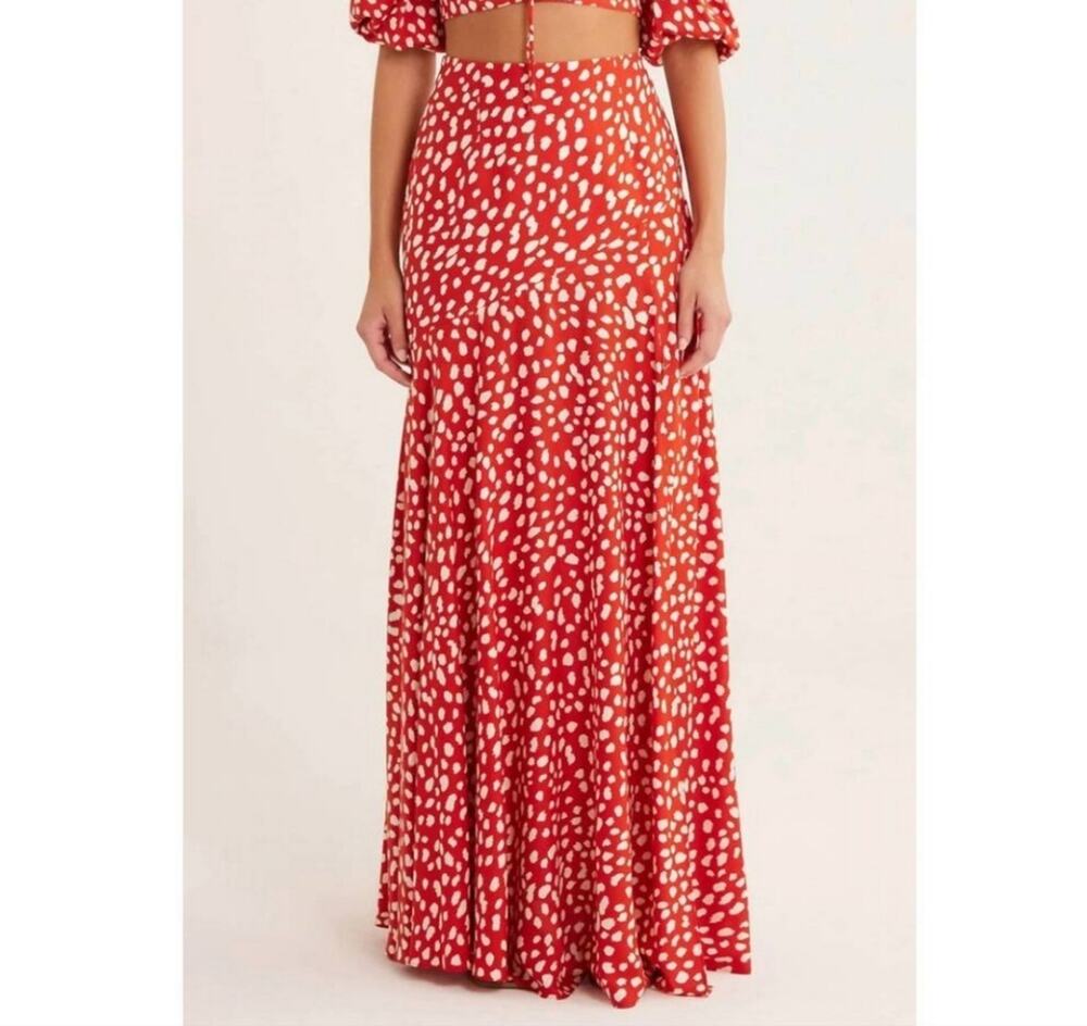 NWT Rumer The Label Catalina Floral Maxi Skirt Rust Multi Red XS Revolve Summer